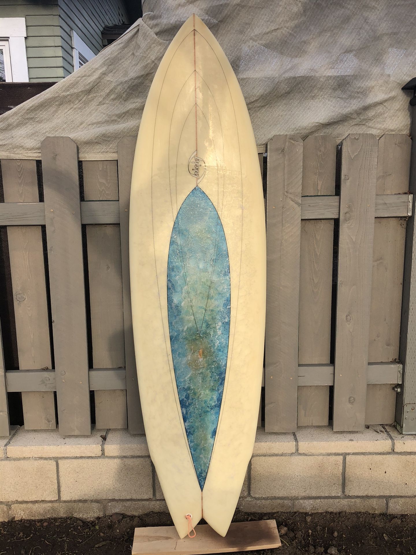 Bing 6”8 quad long fish surfboard