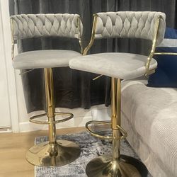 Gray Velvet Bar Stools 