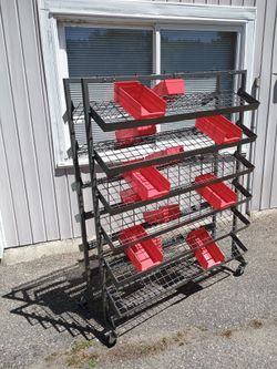 Commercial Grade 12 Folding Shelf Rolling Parts Bin Rack Local Delivery Available "Bins Not Included"