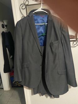 Gray Pinstripe Men's Suit Jacket