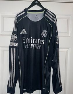 Real Madrid Adidas Dark Blue Away Jersey 25/26 Mbappe #10 UCL Player Version Long Sleeve Adult size XL New with tags