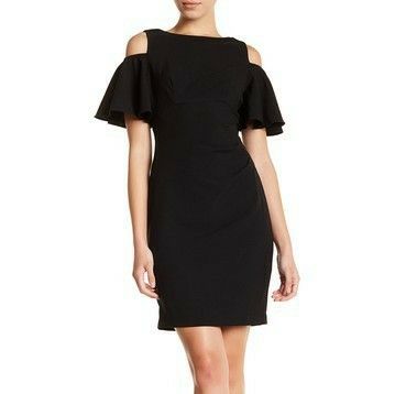 Eliza J Cold Shoulder Ruffle Dress (Petite)