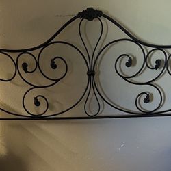 Wrought Iron Black Metal King Size Headboard 