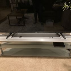 TV Stand - Up To 65” TV - Silver & Frosted Glass 