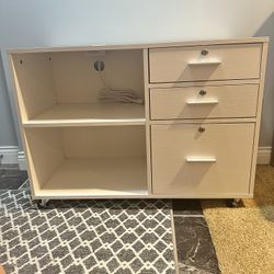 🗂️ DWVO White Locking Rolling File Cabinet w/ Power Strip – $75