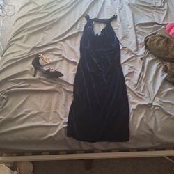 Navy Blue Velvet Dress