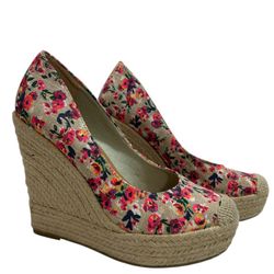 Groove Espadrille Platform Shoe 7  Wedge Tan Summer Coquette