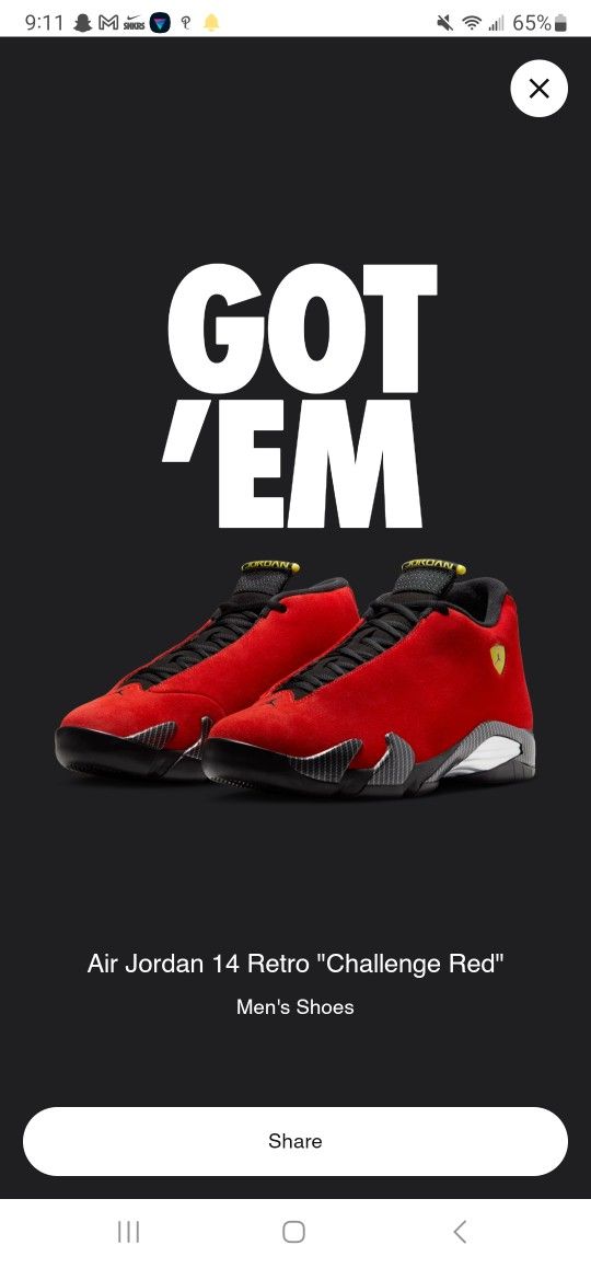 Jordan 14 Ferrari Size 12.5