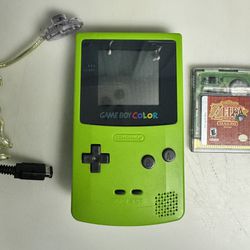 Refurbished Kiwi Green Game Boy Color With Light And Zelda!!!