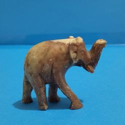 Vintage Soap Stone Carved Elephant Figurine Green / Brown Indian