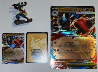 Mega Lucario Figurine, Promo, Code Card and Big Promo (pokemon)