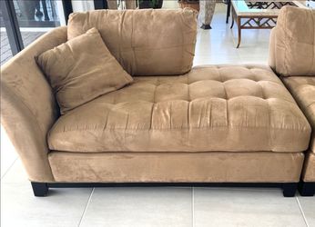Sofa with Ottoman, Tan / Brown