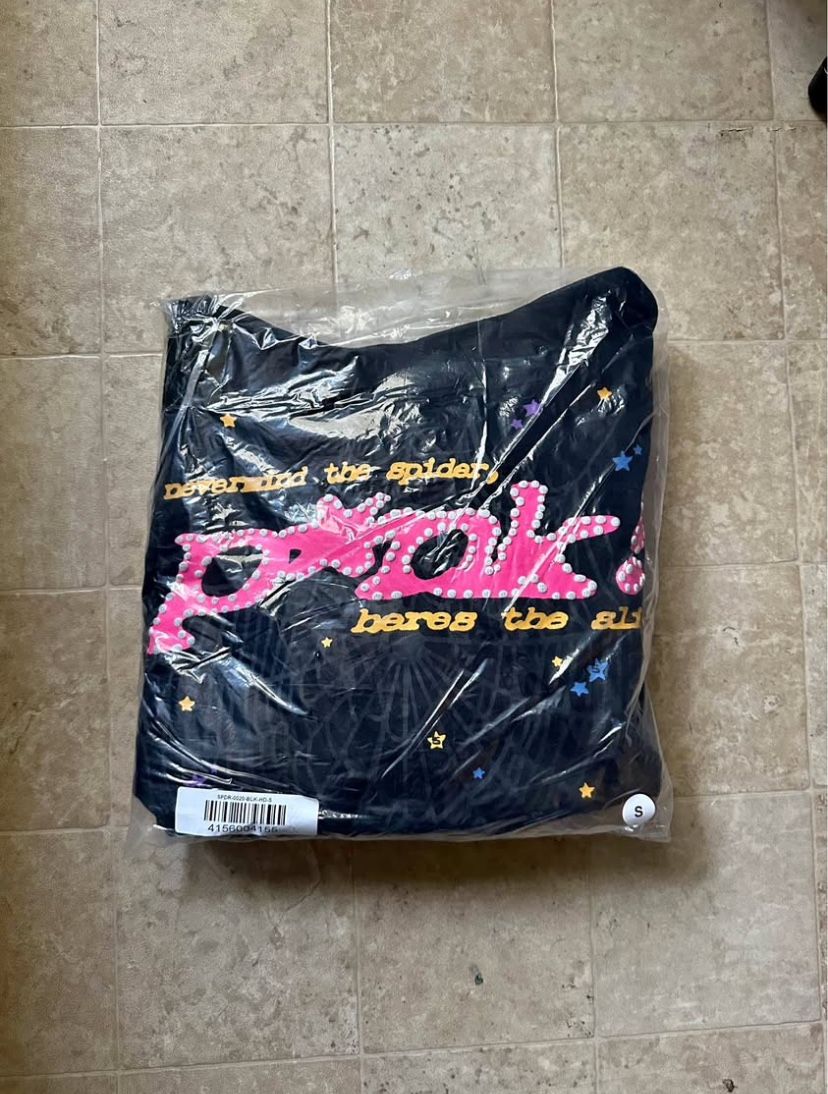 P*nk V1 Black Sp5der hoodie
