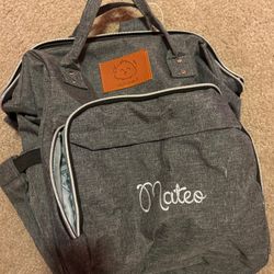 Diaper Bag Monogrammed With “Mateo”