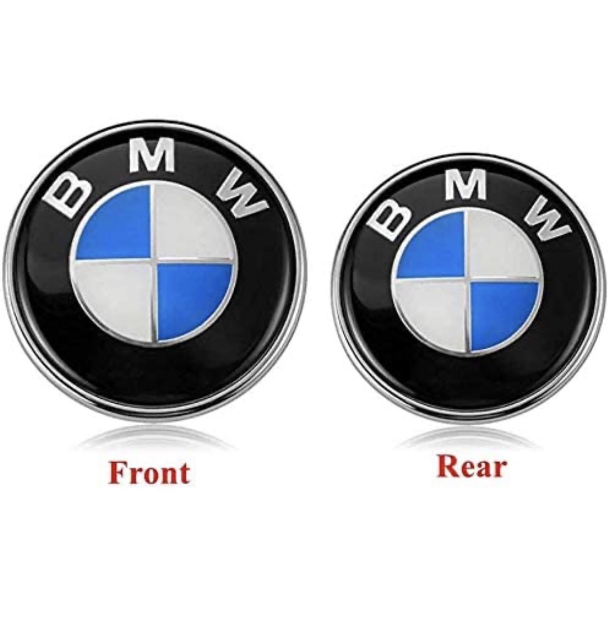 2 BMW Emblems Hood and Trunk, BMW Emblem Logo Replacement 82mm + 74mm for ALL Models BMW E30 E36 E46 E34 E39 E60 E65 E38 X3 X5 X6 3 4 5 6 7 8 (82mm +