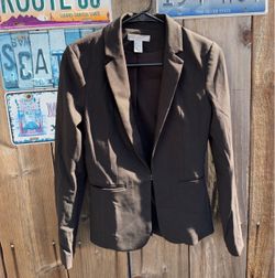 VINTAGE Womens Blazer Size 2 Brown Double Breasted 2 Pockets Lined
