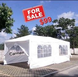 10 ft. x 20 ft. White Wedding Party Canopy Tent Outdoor Gazebo with 6-Removable Sidewalls