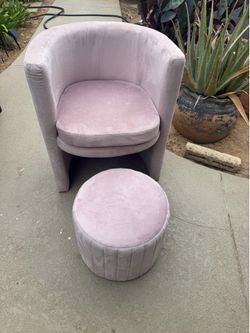 Blush Pink Velvet Vanity Chair with Ottoman