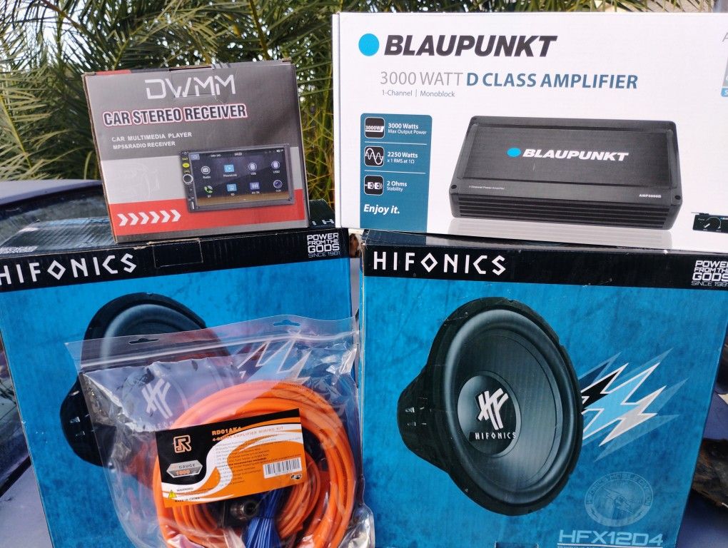 2 12 Hifonics Box Amp Wire Kit TV Install 