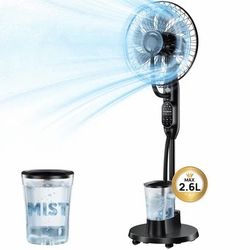 Pedestal Misting Fan, Mist Fan Mister Cooling Fan with 2.6L Large Water Tank, 9 Speeds Misting Standing Fan, Floor Fan with Remote for Home Bedroom Pa