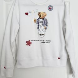 POLO RALPH LAUREN ICONIC BEAR SWEATSHIRT WOMENS EMBROIDERED