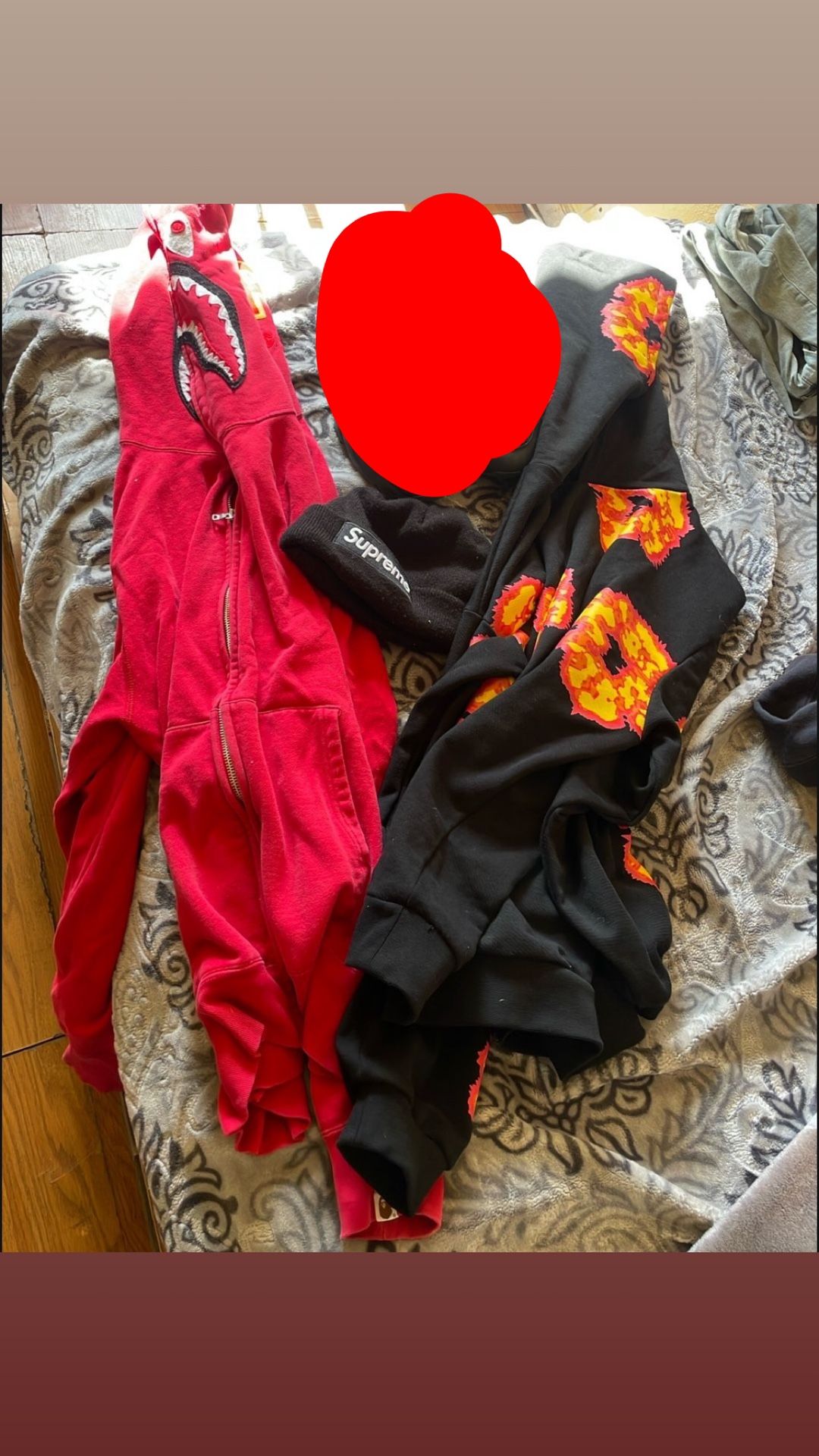 Bape Red Hoodie, Offesttears, Black B22 Diors, Supreme Black Beanie