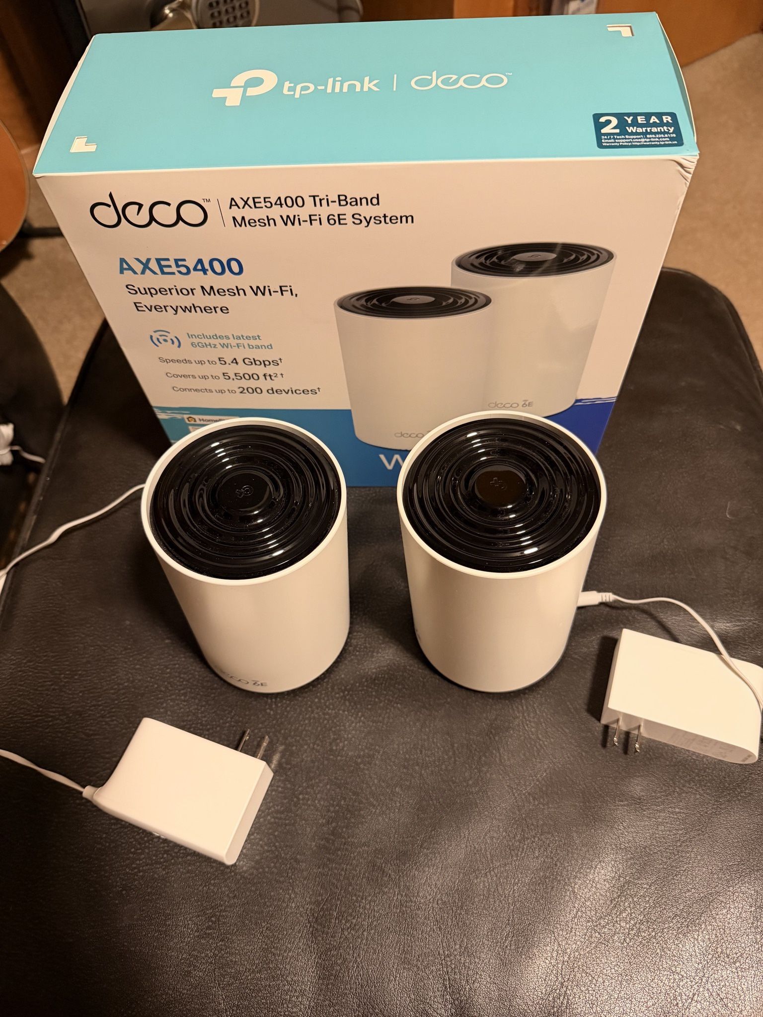 TP-Link Deco XE75 AXE5400 Tri-Band WiFi 6E Mesh System, AI-Driven Mesh, 6GHz Band, 2-Pack