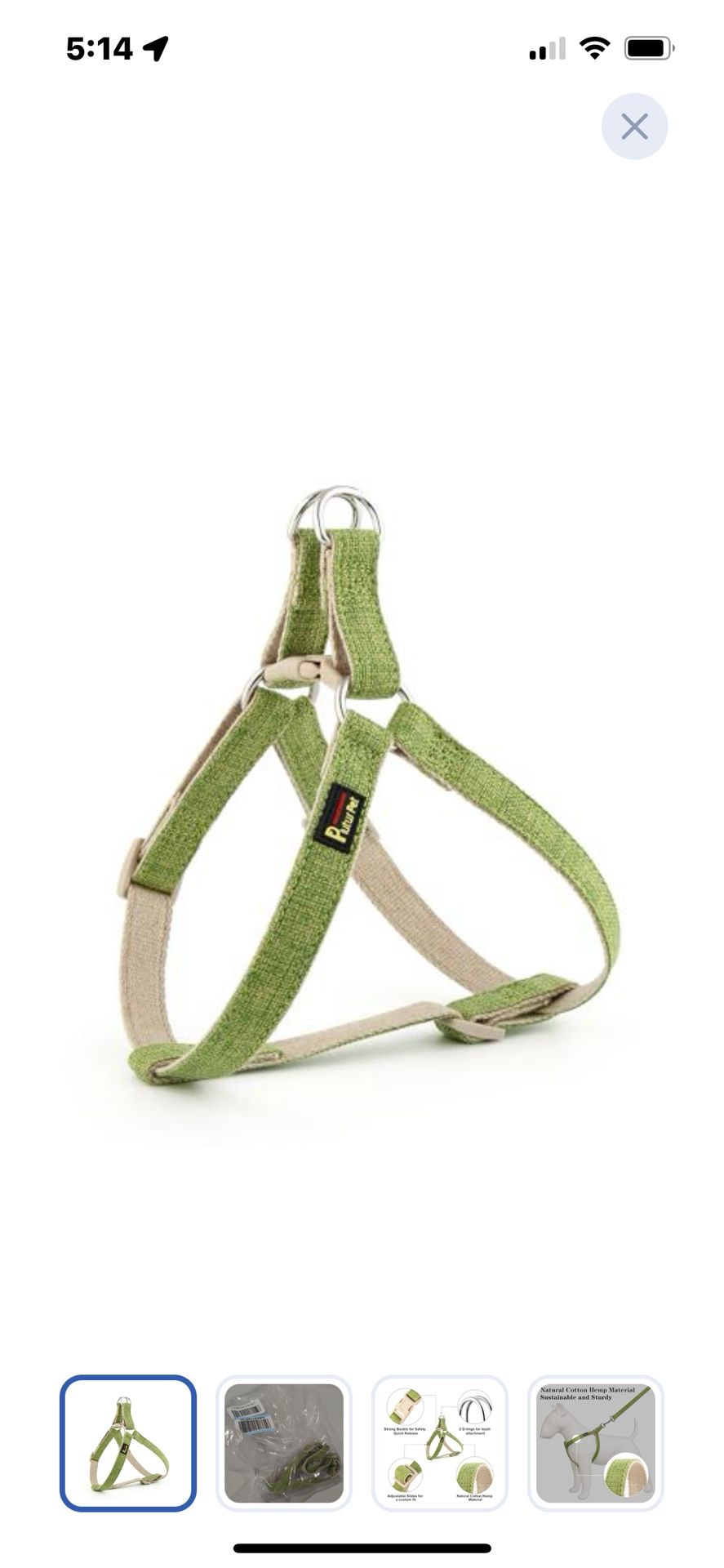 “New”Dog(cotton Hemp )step In Harness”Escape Proof”(sm,med Puppy/Lg Dog)