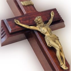 DIVINITY Crucifix Sick Call Set JESUS HEAL Wood Cross Original Antique Fine Art RARE Gold Christ Collectible Vintage Wall Plaque Display Religion / Re