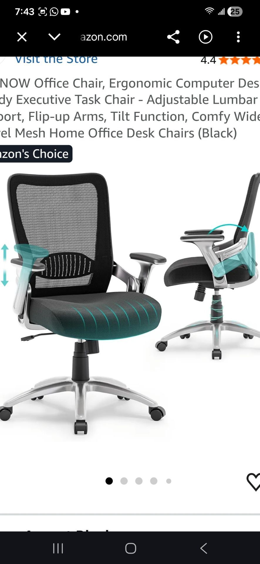 SUNNOW Office Chair, Ergonomic Computer Desk