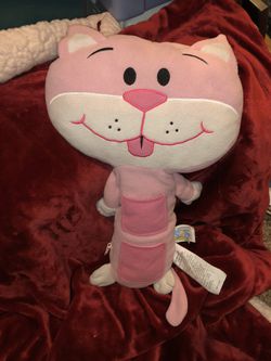 Seat Pets Pink kitty cat plush seat belt cover for kids! This makes the car seat strap convertible! Cute Cat plush seatbelt cover with two pocket org