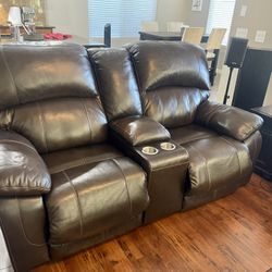Reclining Leather Couch Set