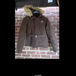 The North Face Womens Faux Fur Hyvent Hooded Parka Puffer Goose Jacket M Medium