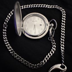 Bulova Men’s Classic Stainless Steal Pocket Watch