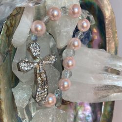 Pink Pearl Stretch Bracelet 