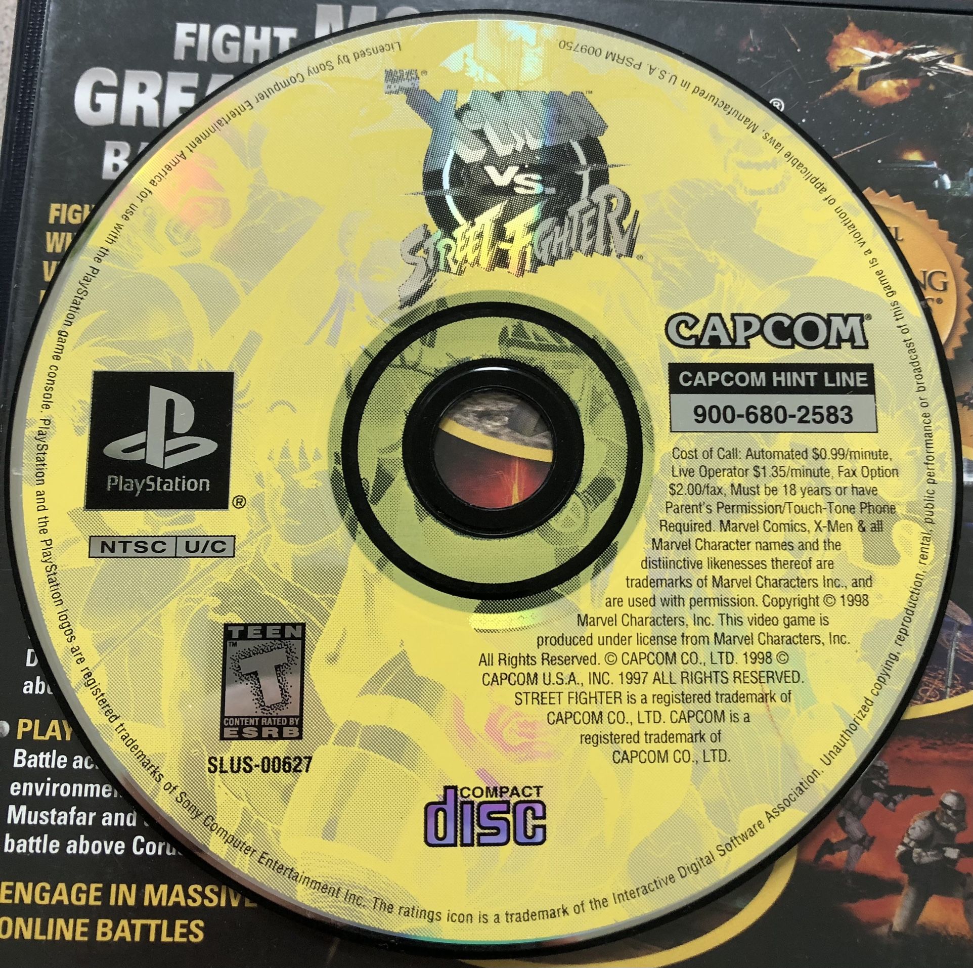 X-men Vs. Street Fighter PlayStation 1 Game