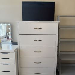 White Dresser With Roku Tv