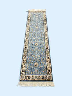 2x8 Light Blue Floral Runner Rug
