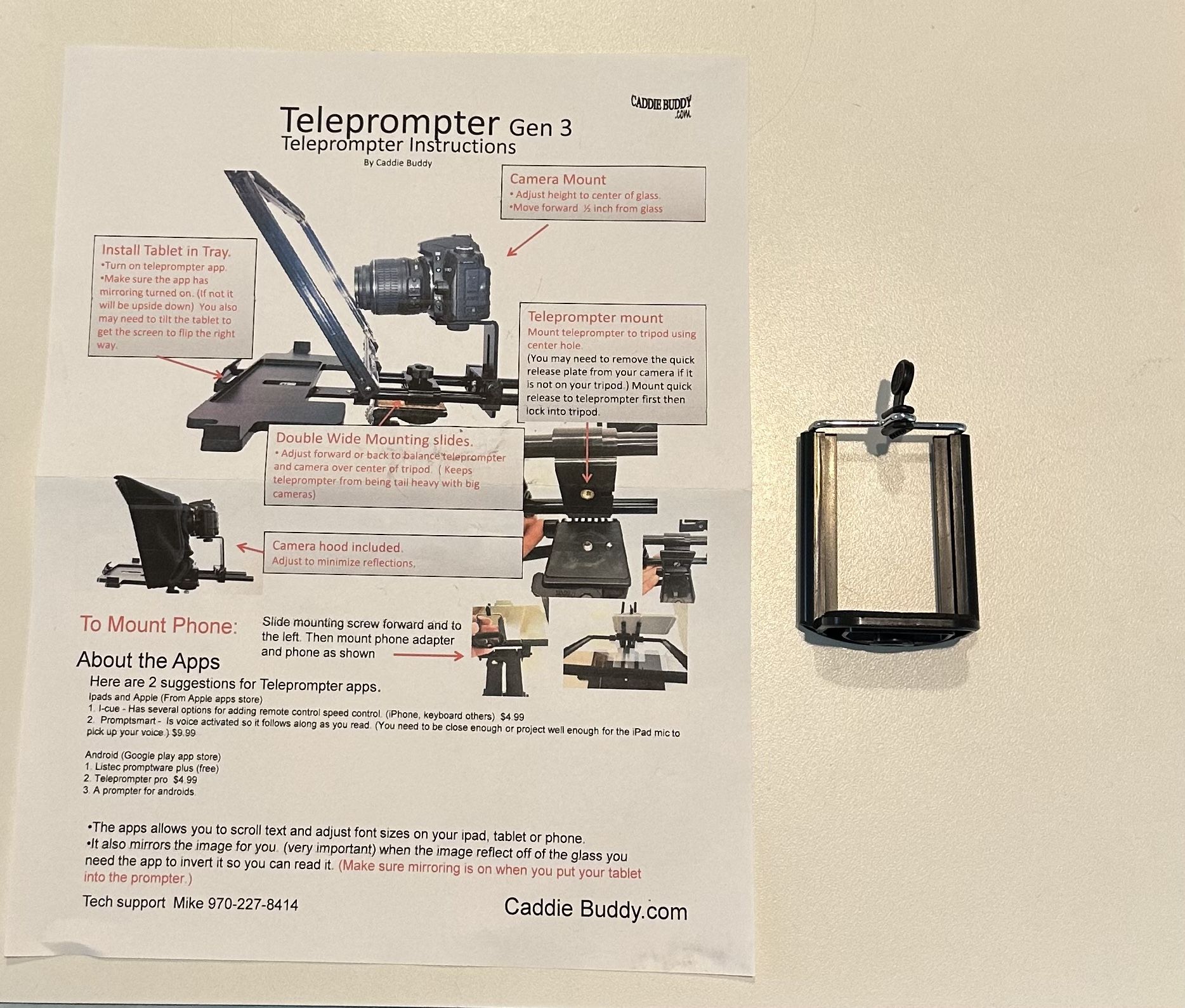 Caddie Buddy Teleprompter Gen 3 *Easy Setup* Gently Used for Sale