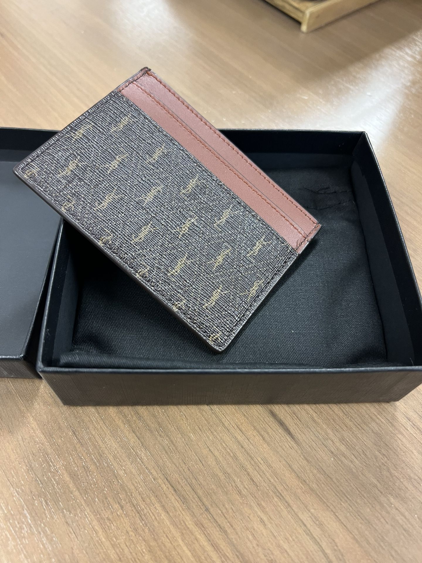 Saint Laurent Card Holder Chestnut Monogramme Leather