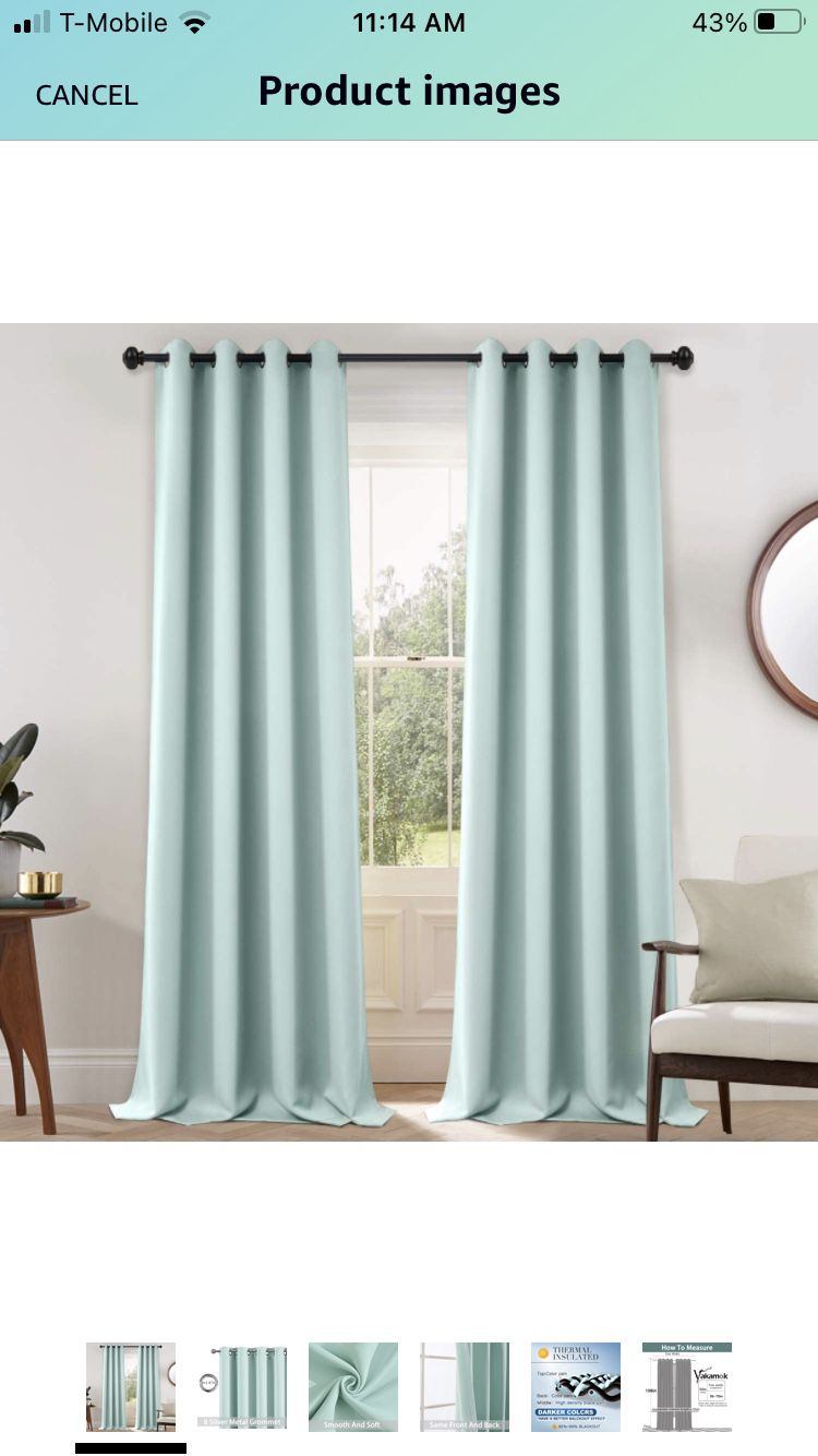 Yakamok Blackout Curtains Room Darkening Thermal Insulated Grommet top Window Curtains for Living Room, 52 x 108Inch, Aqua, Set of 2