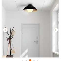 Globe Electric 13 in. 1-Light Matte Black Flush Mount Ceiling 