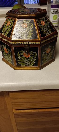 Handpainted Vintage India Wooden Box.