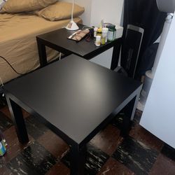 Two Black Sturdy Wooden (Side) Tables For Sale, Good Condition 