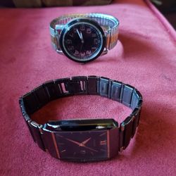 For sale 2 watches The Black And gold  Dress Watch is a pulsar $100  The black silver and gold one is a FMDOTTO  $15 Needs  New Band They both work 