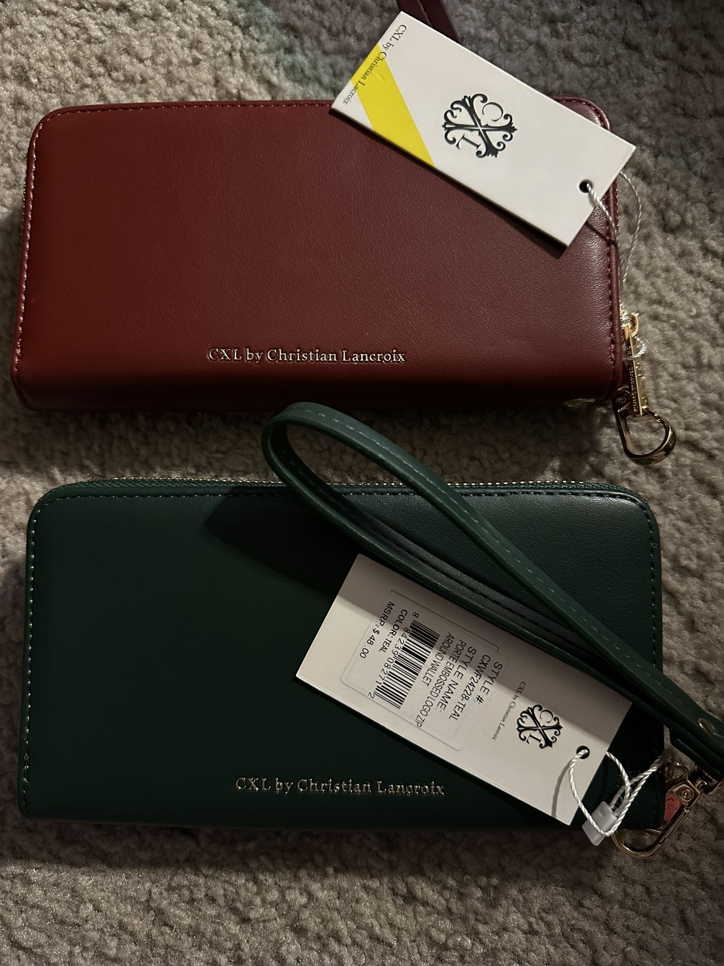 Designer Zip Wristlet Wallet – New With Tags (Red or Green)