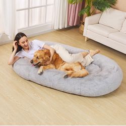 Fonda + Found Large Cozy Plush Human Dog Bed