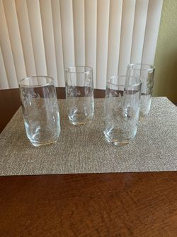 Princess House Heritage Etched Crystal Tumbler Glasses 5” In. (Set Of 4)