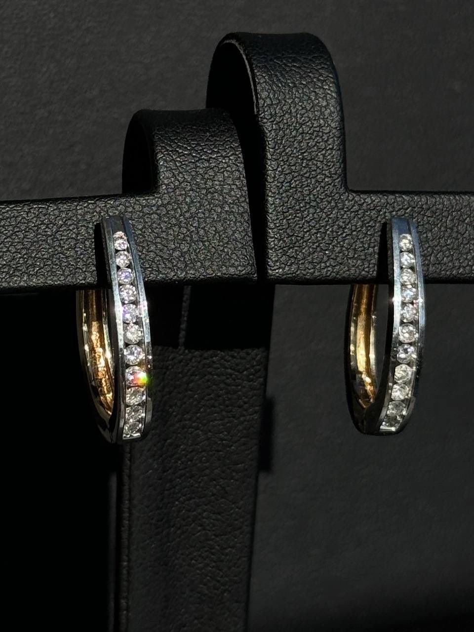 Jewelry 14k two tone gold 1 CTW Diamond Huggie Earrings