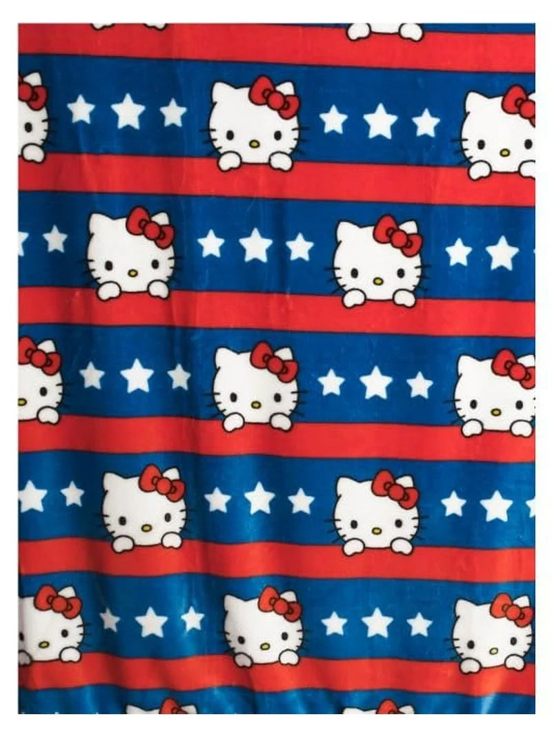 Hello Kitty Throw Blanket - Cloud Throw 60" x 70", Hello Kitty Stars & Stripes